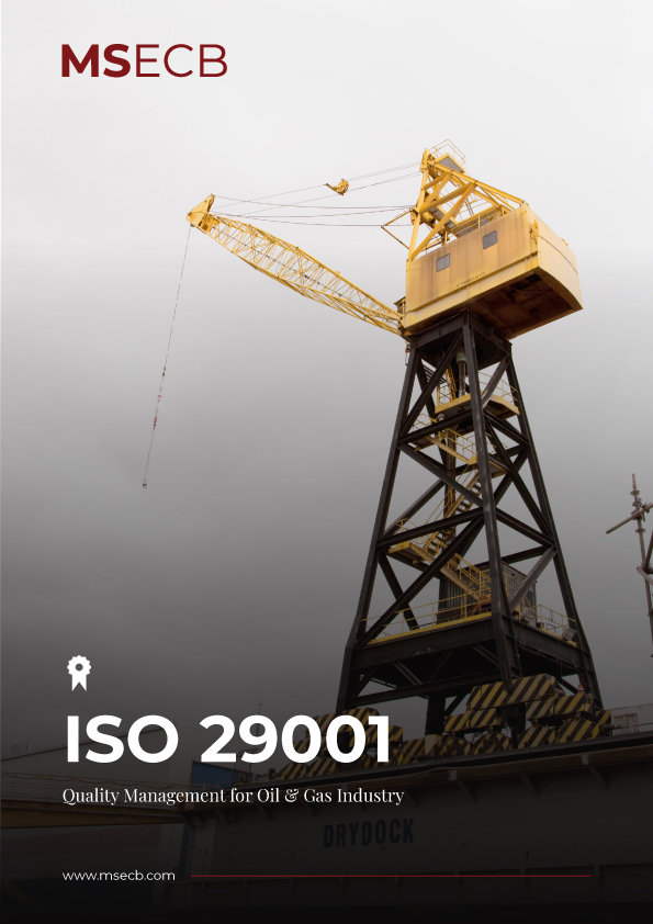 "Cover photo for ISO 29001 certification brochure."