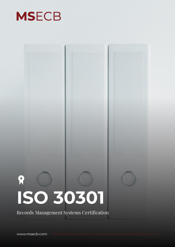 "Cover photo for ISO 30301 certification brochure."