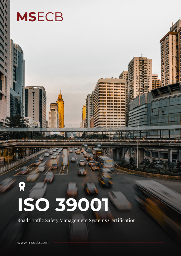 "Cover photo for ISO 39001 certification brochure."