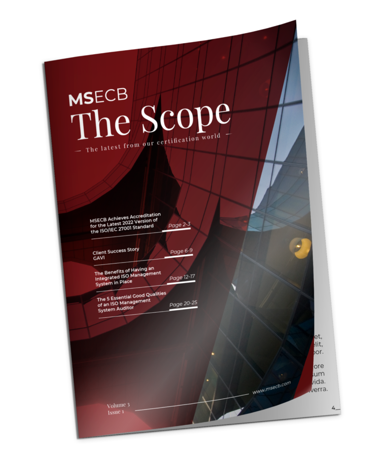 The Scope Newsletter, MSECB accreditation for ISO/IEC 27001:2022, the benefits of integrated audits, and the qualities of a good auditor